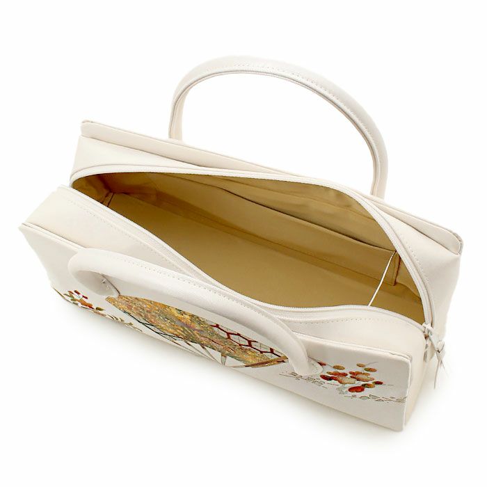 利休バッグ留袖用訪問着用アイボリーホワイト白扇面あやめ花螺鈿正絹帯地日本製黒留袖色留袖訪問着礼装用フォーマル色無地付け下げ結婚式お宮参り七五三和装バッグフォーマル着物和装御茶席華道茶道キレイめカジュアル