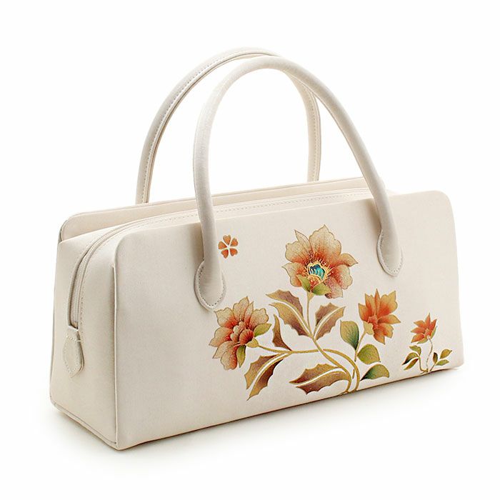 利休バッグ留袖用訪問着用アイボリーホワイト白花螺鈿正絹帯地日本製黒留袖色留袖訪問着礼装用フォーマル色無地付け下げ結婚式お宮参り七五三和装バッグフォーマル着物和装御茶席華道茶道キレイめカジュアル