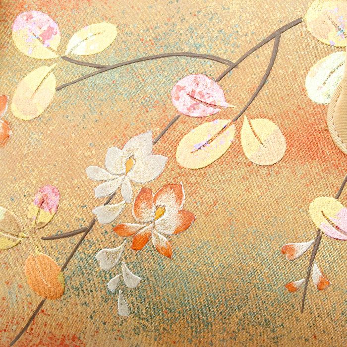 利休バッグ留袖用訪問着用ゴールド金花葉色枝花花金彩正絹生地日本製黒留袖色留袖訪問着礼装用フォーマル色無地付け下げ結婚式お宮参り七五三和装バッグフォーマル着物和装御茶席華道茶道キレイめカジュアル