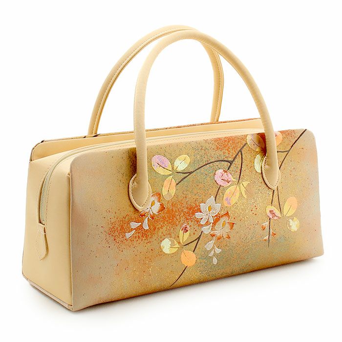 利休バッグ留袖用訪問着用ゴールド金花葉色枝花花金彩正絹生地日本製黒留袖色留袖訪問着礼装用フォーマル色無地付け下げ結婚式お宮参り七五三和装バッグフォーマル着物和装御茶席華道茶道キレイめカジュアル