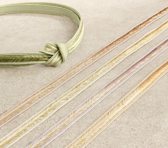 帯締め礼装用訪問着用緑薄紫橙桃金5色展開金糸グラデーション絹メール便対応可訪問着フォーマルセミフォーマルお洒落訪問着礼装色無地付け下げ結婚式お宮参り七五三ゴールド和色大人カラーきちんと感平組