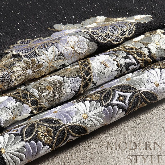 帯揚げ成人式振袖用成人用黒ブラック全3柄七宝梅桜籠目吉祥柄正絹日本製メール便対応可振袖卒業袴振り袖ママ振おしゃれはたち結婚式おびあげ帯あげ謝恩会結婚式披露宴着物和装小物帯揚金通しfs