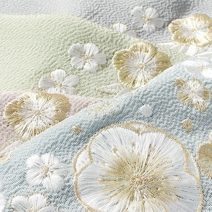 帯揚げ成人式振袖用成人用薄桃薄灰薄緑水色全4色白梅梅笹吉祥柄正絹日本製メール便対応可振袖卒業袴振り袖ママ振おしゃれはたち結婚式おびあげ帯あげ謝恩会結婚式披露宴着物和装小物帯揚ニュアンスカラーくすみカラーfs