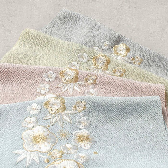 帯揚げ成人式振袖用成人用薄桃薄灰薄緑水色全4色白梅梅笹吉祥柄正絹日本製メール便対応可振袖卒業袴振り袖ママ振おしゃれはたち結婚式おびあげ帯あげ謝恩会結婚式披露宴着物和装小物帯揚ニュアンスカラーくすみカラーfs