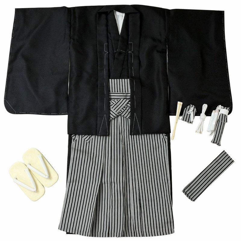 七五三》 羽織袴10点セット 男の子用 ポリエステル 日本製 ＜羽織