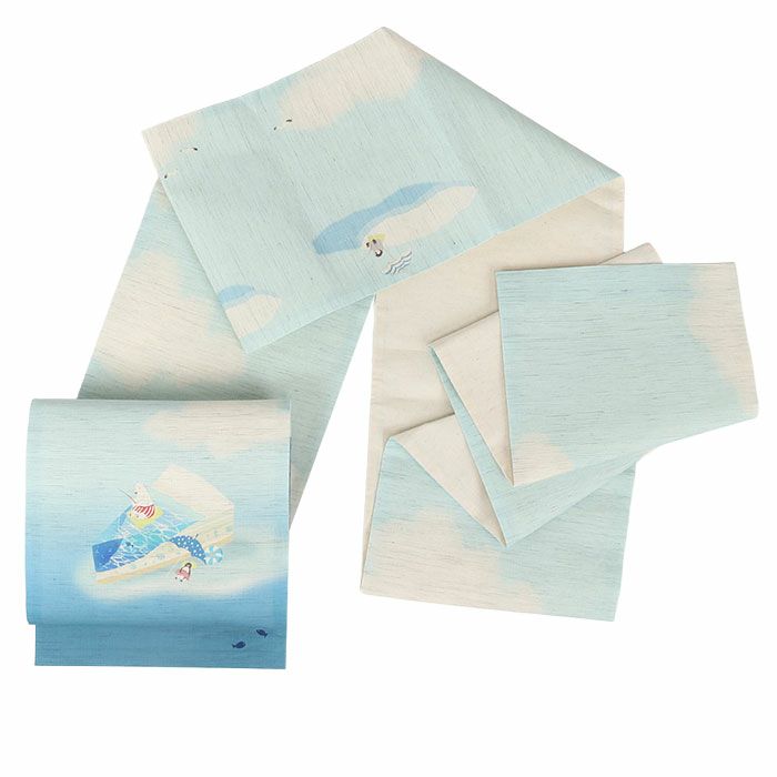 夏京袋帯正絹おしゃれカジュアル名古屋帯