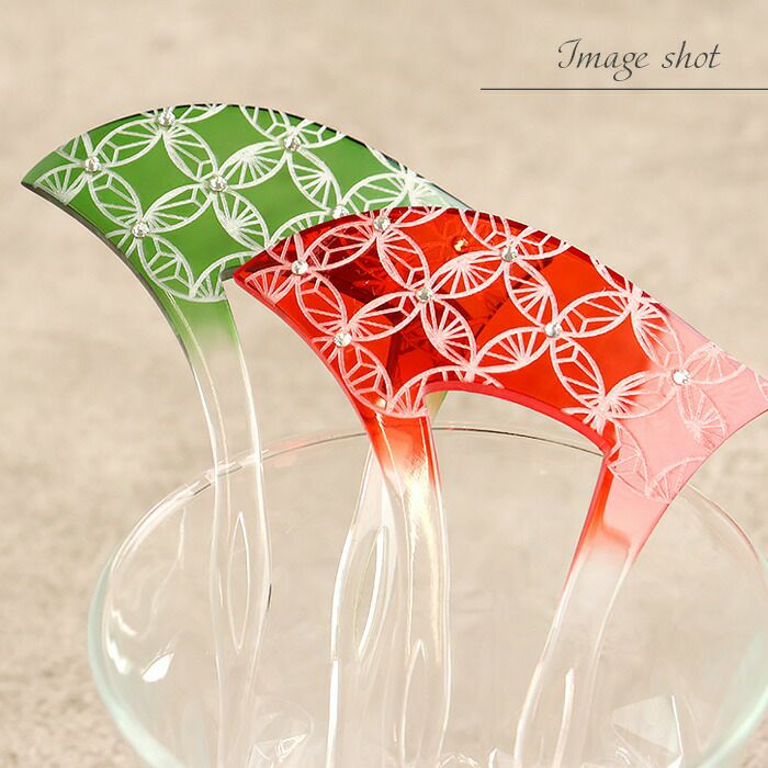 かんざし簪二本挿しバチ型クリアかんざしブルーレッドグリーンクリアラインストーン七宝夏用夏浴衣ゆかた単衣薄物夏着物日本製メール便対応可普段用カジュアル用小紋紬色無地茶道華道お稽古和装通販購入ヘアアクセサリー透明残暑