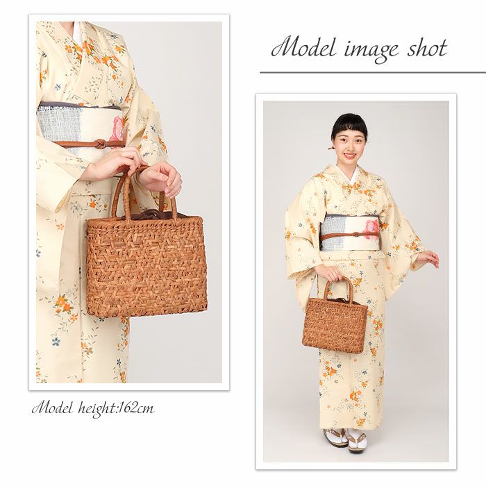 山葡萄かごバッグ山葡萄かごバッグ巾着みだれ編み大人ブラウンカゴバッグやまぶどう山ぶどう持ち手ハンドバッグきもの着物浴衣和装上品かご巾着籠バッグかばんレディースナチュラル素材トート蔓