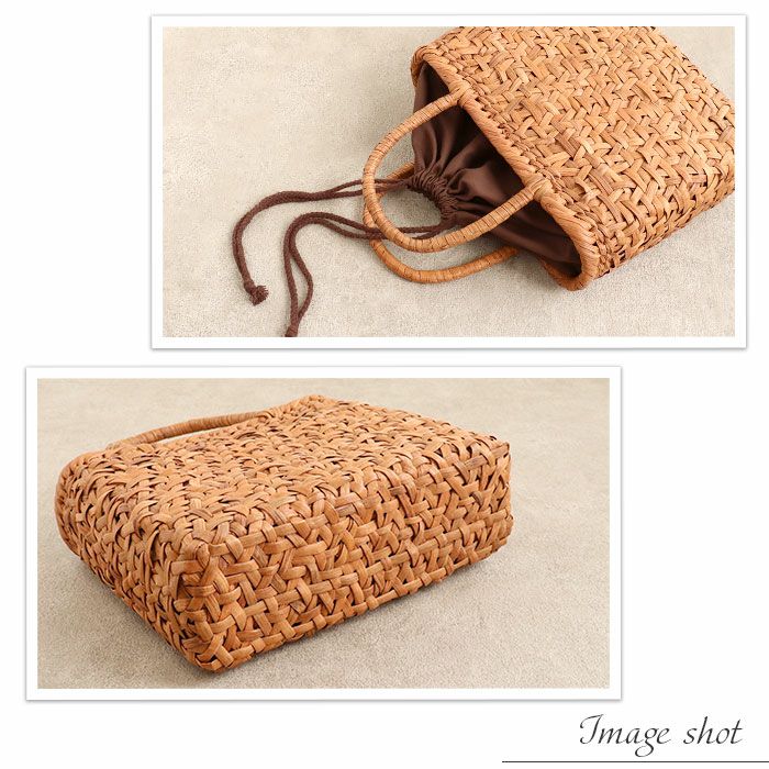 山葡萄かごバッグ山葡萄かごバッグ巾着みだれ編み大人ブラウンカゴバッグやまぶどう山ぶどう持ち手ハンドバッグきもの着物浴衣和装上品かご巾着籠バッグかばんレディースナチュラル素材トート蔓