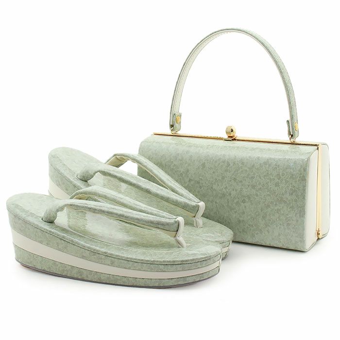 振袖草履バッグセット厚底成人式ペールグリーン草履バッグセット振袖用