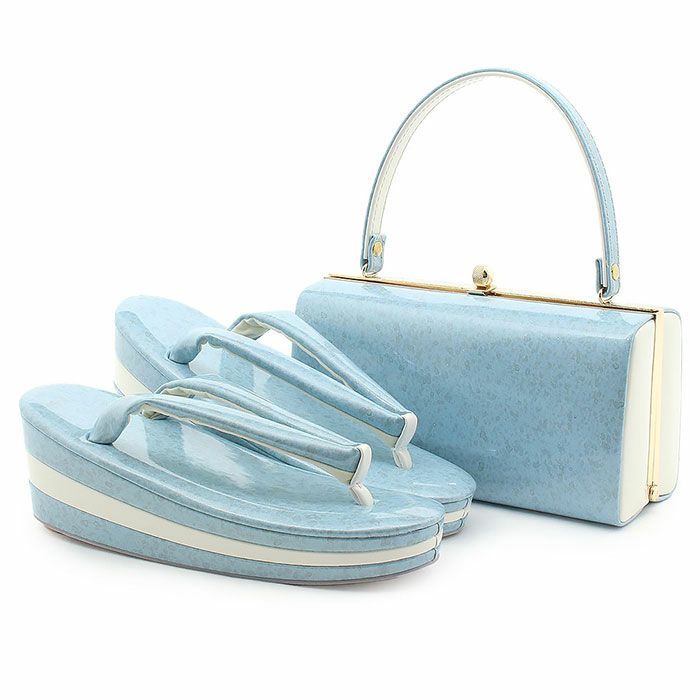 振袖草履バッグセット厚底成人式水色草履バッグセット振袖用