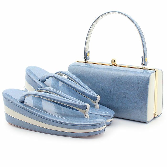 振袖草履バッグセット厚底成人式青色草履バッグセット