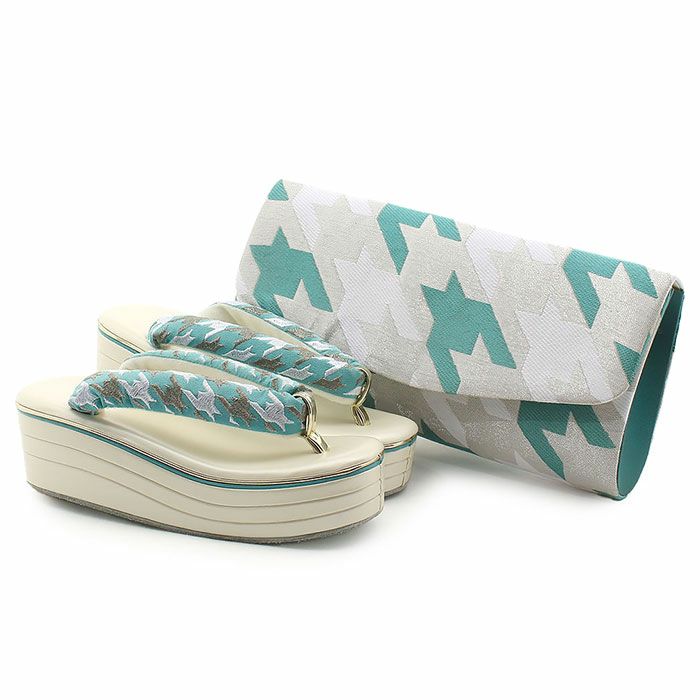 振袖草履バッグセット成人式ミントグリーン白グリーン