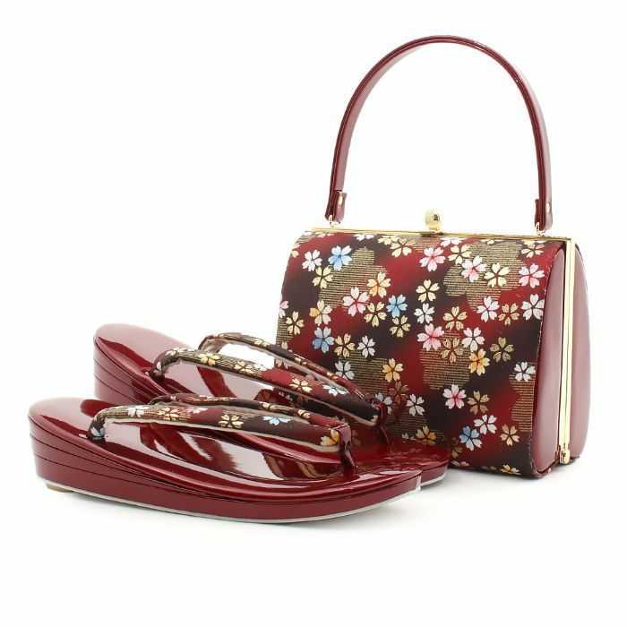 振袖草履バッグセット成人式エンジ金草履バッグセット