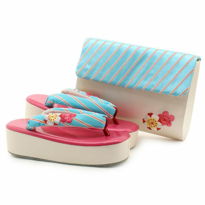 振袖草履バッグセット成人式ピンク水色刺繍草履バッグセット