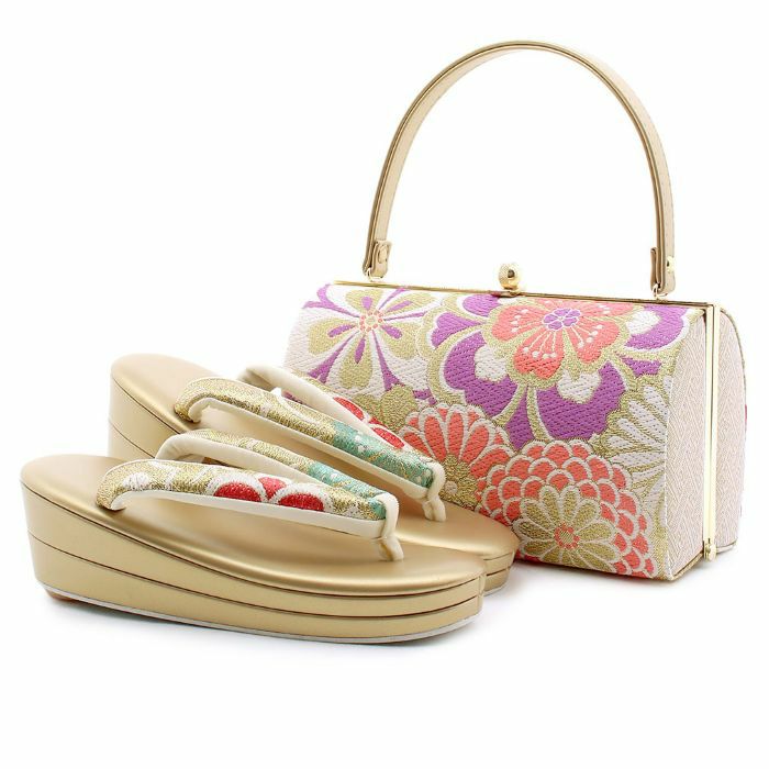 振袖草履バッグセット成人式紫ピンク金草履バッグセット振袖用Sサイズ