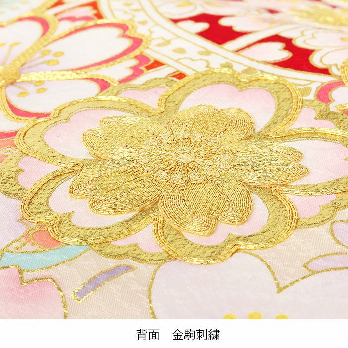 お宮参り着物女の子絹正絹掛け着産着薄橙金橙鞠熨斗桜吉祥紋友禅京友禅経済産業大臣指定伝統的工芸品金駒刺繍金彩新品日本製販売購入きもの祝い着のしめ初着祝着一つ身服装赤ちゃんベビー贈答プレゼント御祝いベージュ