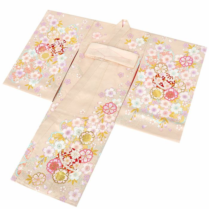 お宮参り着物女の子絹正絹掛け着産着薄橙金橙鞠熨斗桜吉祥紋友禅京友禅経済産業大臣指定伝統的工芸品金駒刺繍金彩新品日本製販売購入きもの祝い着のしめ初着祝着一つ身服装赤ちゃんベビー贈答プレゼント御祝いベージュ