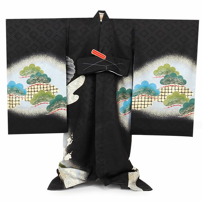 お宮参り着物男の子絹正絹掛け着産着黒鷹束ね熨斗鼓御所車軍配松竹梅吉祥紋友禅金彩新品販売購入きもの祝い着のしめ初着祝着一つ身服装赤ちゃんベビー