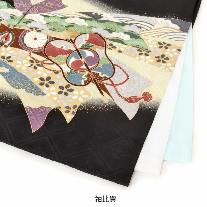 お宮参り着物男の子絹正絹掛け着産着黒鷹兜束ね熨斗小槌軍配宝尽くし松竹梅吉祥紋友禅金彩新品販売購入きもの祝い着のしめ初着祝着一つ身服装赤ちゃんベビー