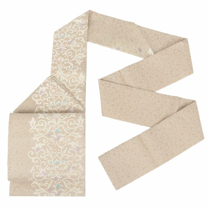 小紋紬色無地御召などのお着物にすぐ使えるお仕立て上がり九寸名古屋帯。春秋冬袷単衣の時期のお着物のお締めいただけます。