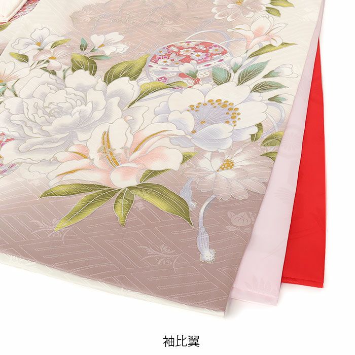 お宮参り着物女の子絹正絹掛け着産着モダン白灰桃ピンクグレー牡丹百合万寿菊八重桜鞠鈴吉祥花吉祥紋友禅経済産業大臣指定伝統的工芸品ラメ糸刺繍金銀彩箔使い新品日本製販売購入きもの祝い着のしめ初着祝着一つ身服装赤ちゃんベビー