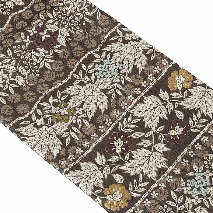 小紋紬色無地御召などのお着物にすぐ使えるお仕立て上がり九寸名古屋帯。春秋冬袷単衣の時期のお着物のお締めいただけます。