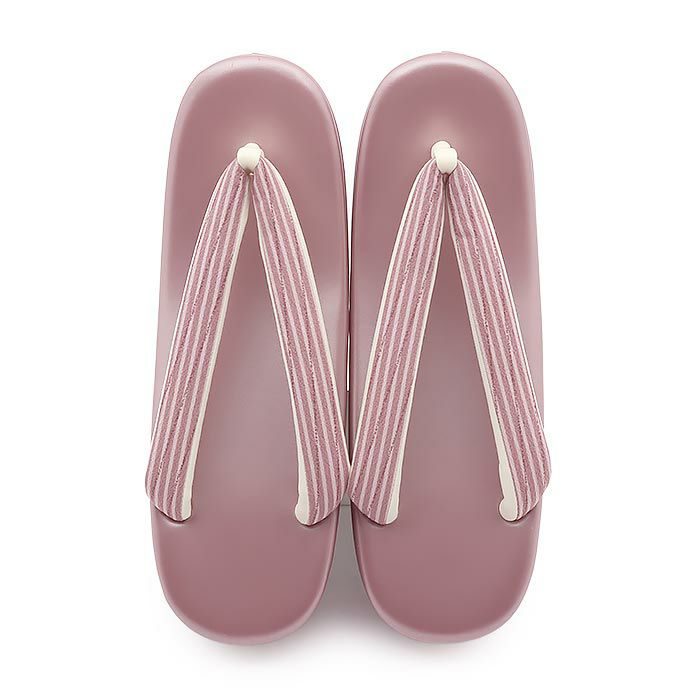 草履レディース普段用カジュアル草履Lサイズピンクくすみピンク縞ストライプ合皮帯地1枚芯日本製痛くない歩きやすい女性女性用ぞうり小紋紬色無地御召草履着物草履単品草履だけ