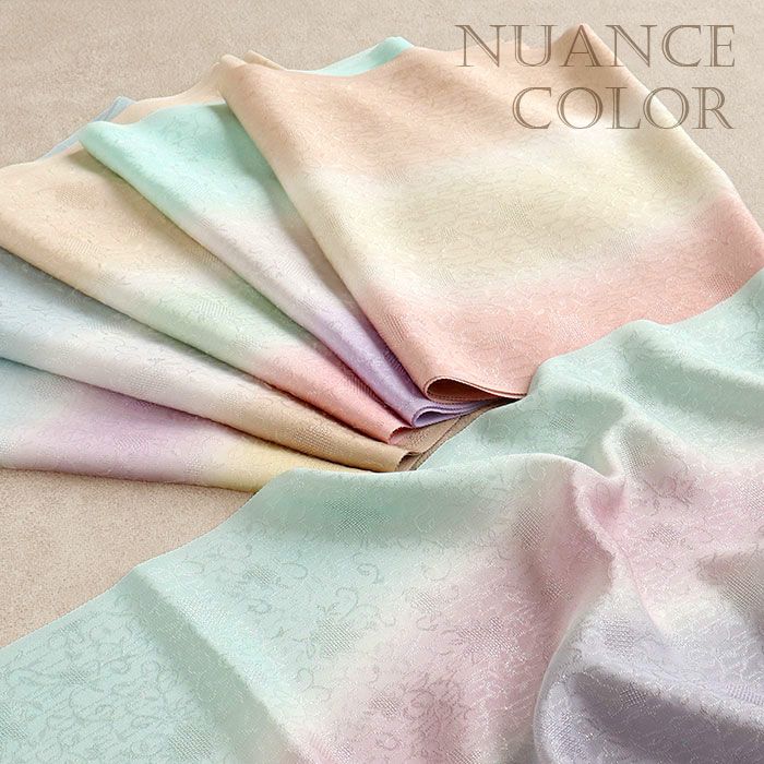 帯揚げ訪問着用キステオリジナルカラー丹後ちりめん全6色紫藤浅葱黄桃水色灰茶ぼかし3色唐花銀通し正絹日本製春夏秋冬メッシュ透け感くすみパステルおびあげメール可宅配便可絹シルク帯あげ着物和装小物帯揚礼装訪問着付下げ色無地