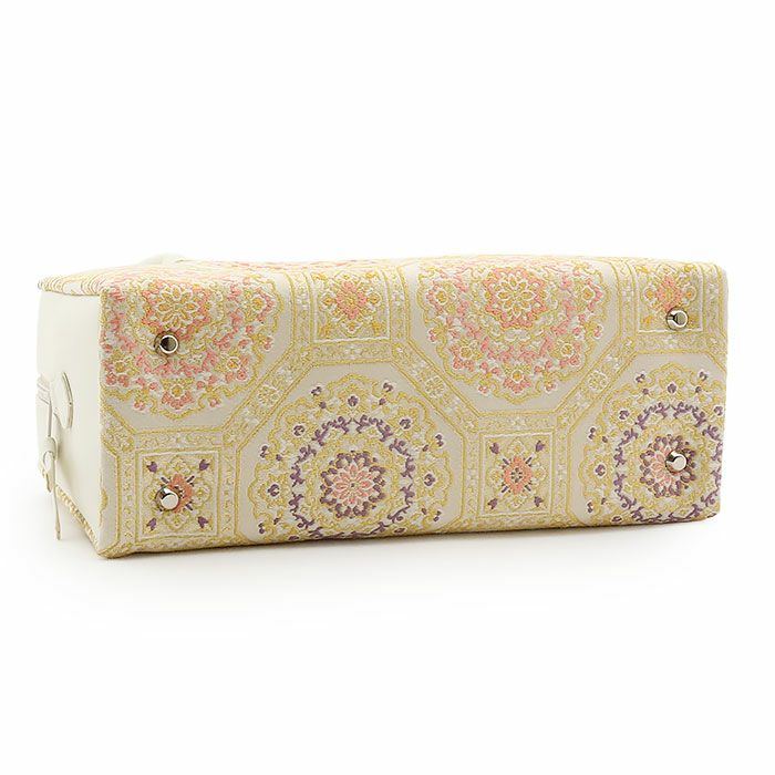 留袖 バッグ 利休バッグ 訪問着用 白 生成り 金 赤 緑 蜀江紋 花紋