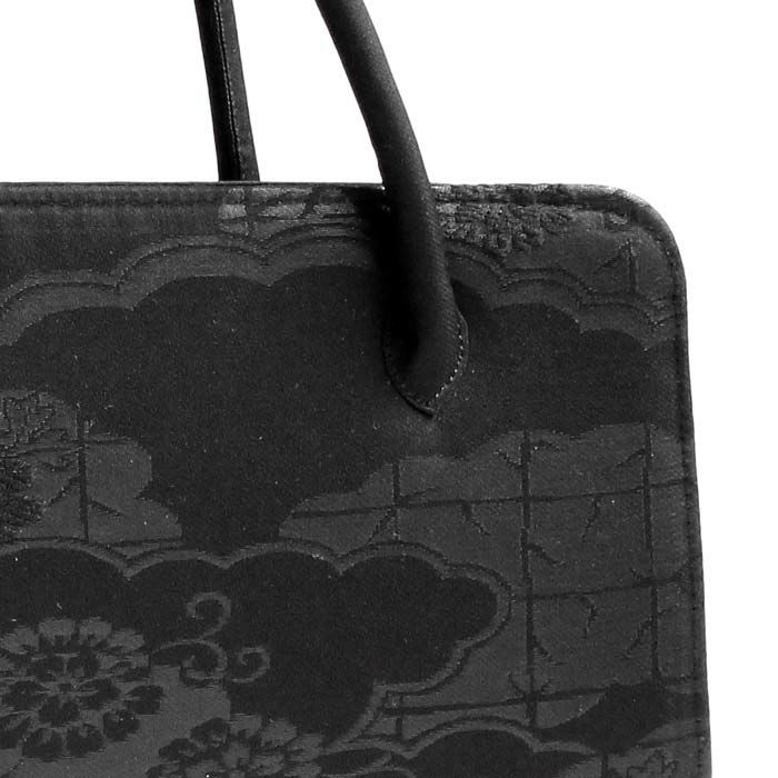 フォーマルバッグブラックフォーマル利休バッグ葬儀葬式お葬式告別式弔事喪服Kissteオリジナル正絹シルク全3柄黒共帯卍繋ぎ雲取り花花菱菊日本製かばん黒仏事礼装黒紋付法事通夜冠婚葬祭和装利休ハンドバッグキステオリジナル