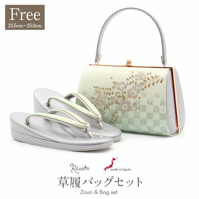 草履バッグセット 留袖用 訪問着用 草履バッグ フリー L アイボリー