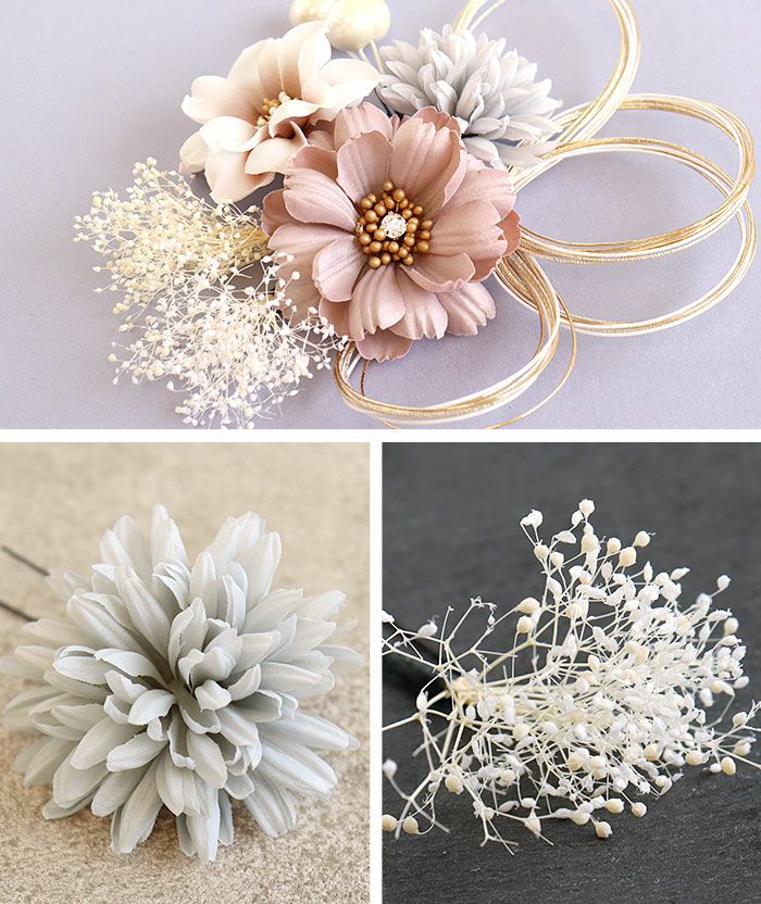 髪飾り成人式振袖用成人用Watmosphereレッドピンクベージュくすみカラー花フラワー水引パールかすみ草日本製振袖卒業袴振り袖ママ振おしゃれはたち結婚式色打掛引き振袖花嫁和装花嫁Uピン7本セットニュアンスヘアアレンジワトモスフィア