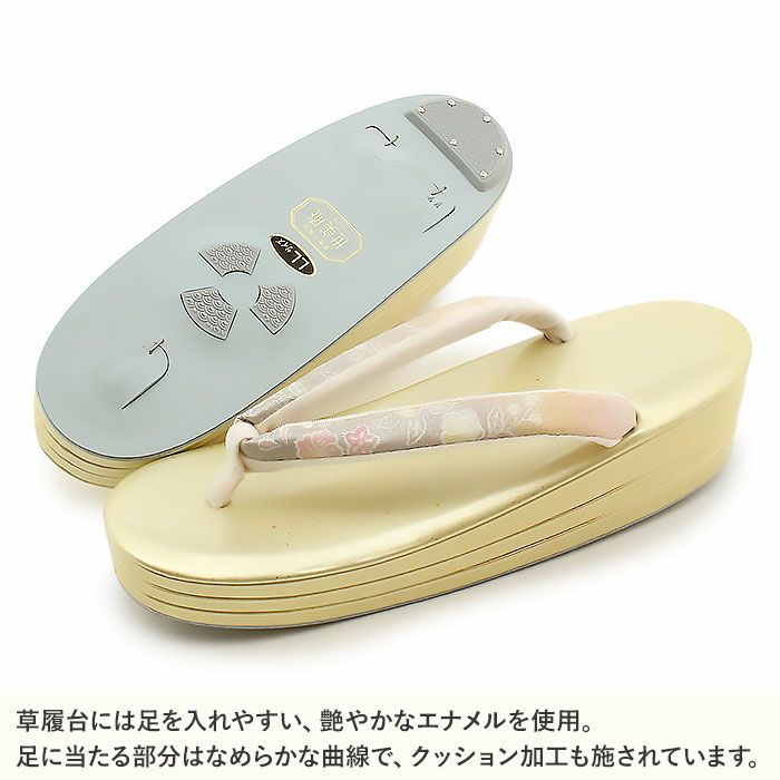 【アウトレット】草履留袖用訪問着用レディース世美庵LLサイズ花柄金たたき合皮エナメル3枚芯優花緒日本製痛くない歩きやすい女性黒留袖色留袖礼装