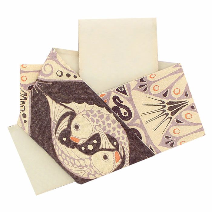 半幅帯正絹帯半巾帯普段用紫クリームうお座西陣織酒井守カジュアル長尺日本製絹かわいいおしゃれ個性的袴帯細帯小袋帯袴下帯小紋紬木綿着物ウール着物浴衣ゆかた