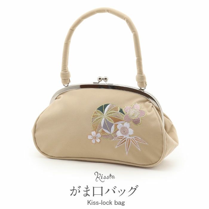 がま口バッグ成人式振袖用袴用成人用ベージュ鞠毬桜刺繍起毛振袖卒業袴振り袖ママ振おしゃれはたち結婚式卒業式卒業袴おしゃれかわいいはたちがまぐちばっぐ単品