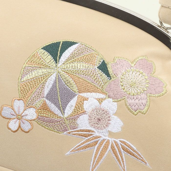 がま口バッグ成人式振袖用袴用成人用ベージュ鞠毬桜刺繍起毛振袖卒業袴振り袖ママ振おしゃれはたち結婚式卒業式卒業袴おしゃれかわいいはたちがまぐちばっぐ単品