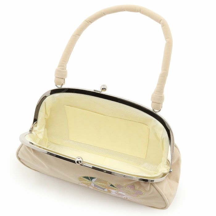 がま口バッグ成人式振袖用袴用成人用ベージュ鞠毬桜刺繍起毛振袖卒業袴振り袖ママ振おしゃれはたち結婚式卒業式卒業袴おしゃれかわいいはたちがまぐちばっぐ単品