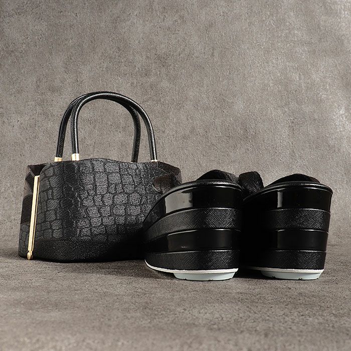 成人式草履バックセット振袖草履バッグセット草履バッグ世美庵優花緒フリーサイズLサイズホワイトブラック白黒牡丹クロコダイル帯地4枚芯厚底日本製痛くない振袖卒業袴振り袖ママ振おしゃれはたちぞうり草履草履バック草履バッグ着物