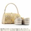 草履バッグセット留袖用訪問着用草履バッグ彩小径Mサイズゴールドシャンパンゴールド金立涌華紋正絹帯地3枚芯日本製痛くない黒留袖色留袖礼装用フォーマル結婚式ぞうり草履草履バック草履バックセット着物