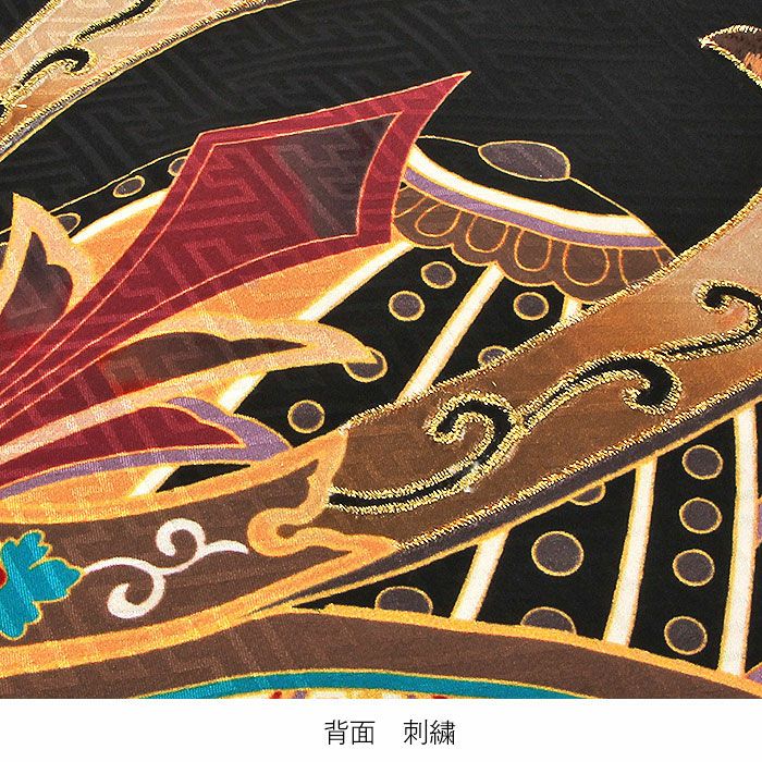 お宮参り着物男の子絹正絹掛け着産着黒兜鏡裏文鼓軍配鞍橋馬具松竹吉祥紋友禅刺繍金彩新品販売購入きもの祝い着のしめ初着祝着一つ身服装赤ちゃんベビーブラック午年