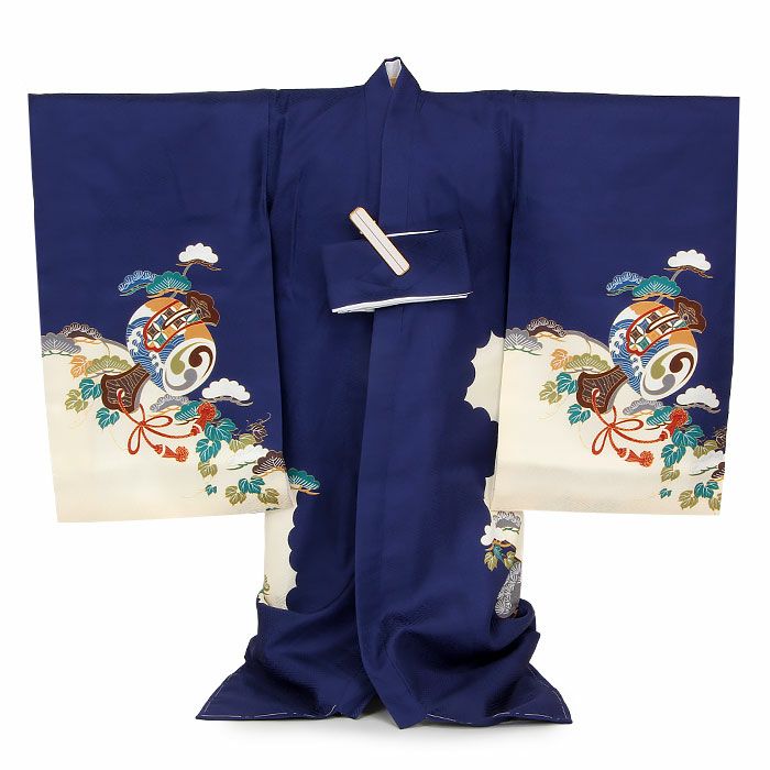 着物　お宮参り　産着　祝着　紺　鷹　吉祥柄　五つ紋　男の子　襦袢付き 楽天市場】【レンタル】お宮参り 着物 男の子[鷹と太鼓 黒色] 産着
