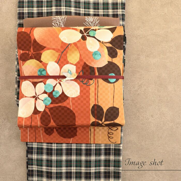 帯揚げ薄茶薄桃松の葉日本製普段カジュアル丹後ちりめん正絹絹シルク帯あげ着物和装小物着付け帯揚おびあげお洒落訪問着付け下げ色無地小紋