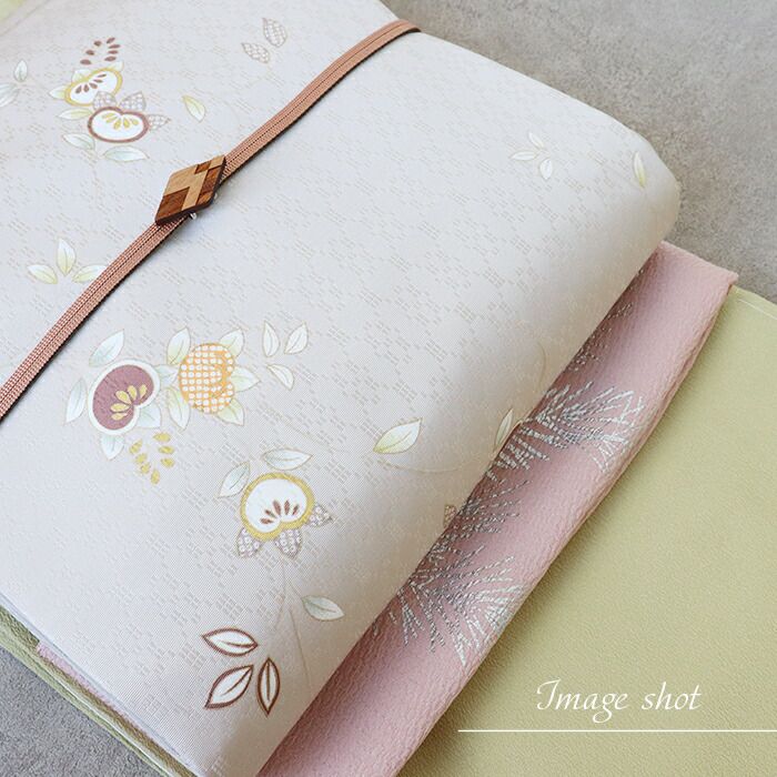 帯揚げ薄茶薄桃松の葉日本製普段カジュアル丹後ちりめん正絹絹シルク帯あげ着物和装小物着付け帯揚おびあげお洒落訪問着付け下げ色無地小紋