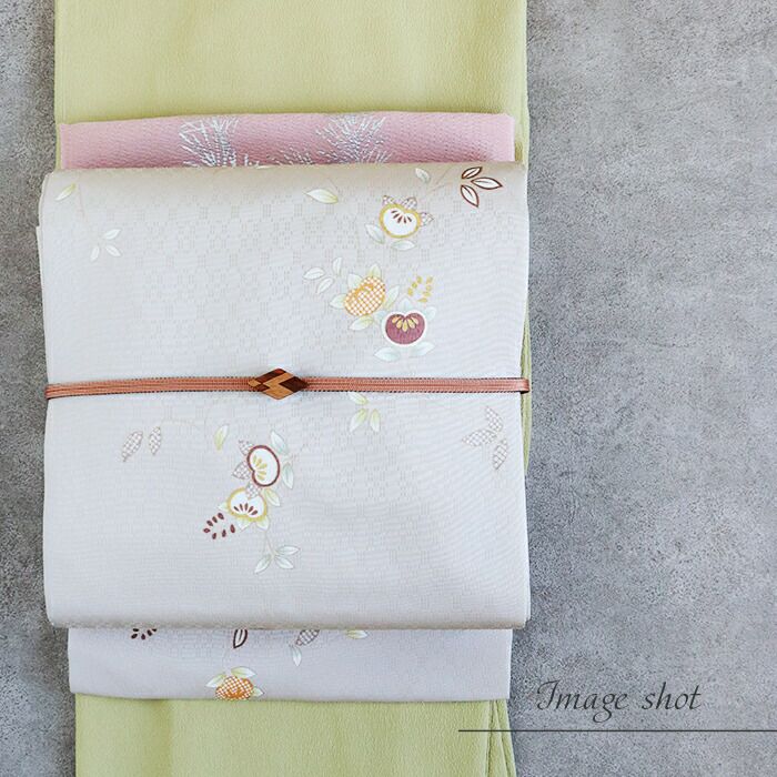 帯揚げ薄茶薄桃松の葉日本製普段カジュアル丹後ちりめん正絹絹シルク帯あげ着物和装小物着付け帯揚おびあげお洒落訪問着付け下げ色無地小紋