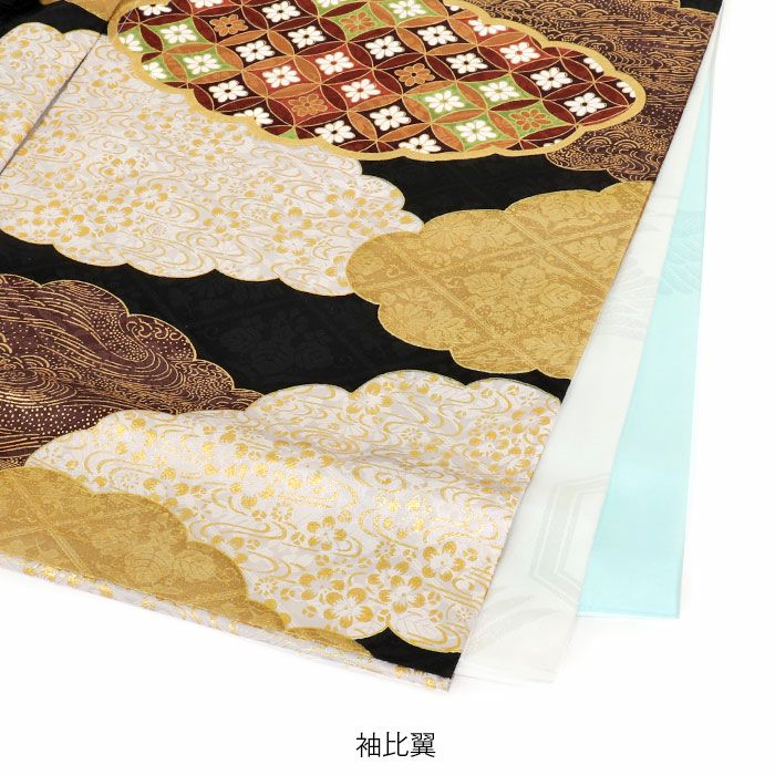 お宮参り着物男の子絹正絹掛け着産着モダン黒雲雲枠亀甲花菱七宝吉祥紋友禅経済産業大臣指定伝統的工芸品金糸刺繍箔使い新品日本製販売購入きもの祝い着のしめ初着祝着一つ身服装赤ちゃんベビーブラック