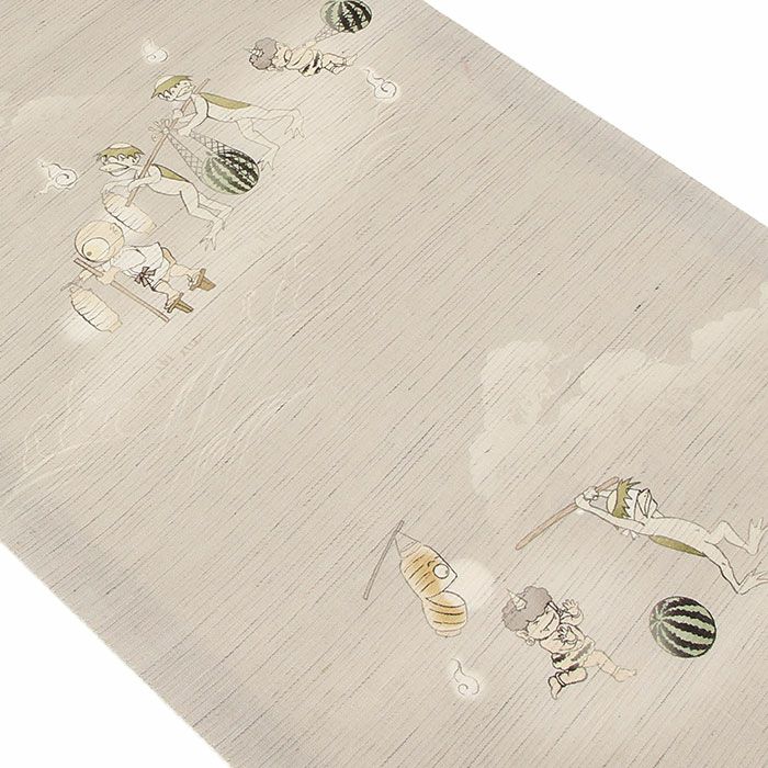 京袋帯夏夏帯麻スイカ割りWAKKA仕立て上がりおびなごや帯名古屋帯未使用新品初夏晩夏盛夏おびなごや帯単衣薄物夏物小紋紬色無地カジュアル通販購入obi