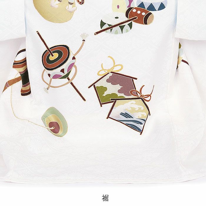 お宮参り着物男の子絹100%正絹初着掛け着産着白馬左馬瓢箪だるま宝船縁起尽くし干支吉祥紋友禅京友禅金駒刺繍金彩新品日本製販売購入きもの祝い着のしめ初着祝着一つ身服装赤ちゃんベビーホワイト贈答御祝い